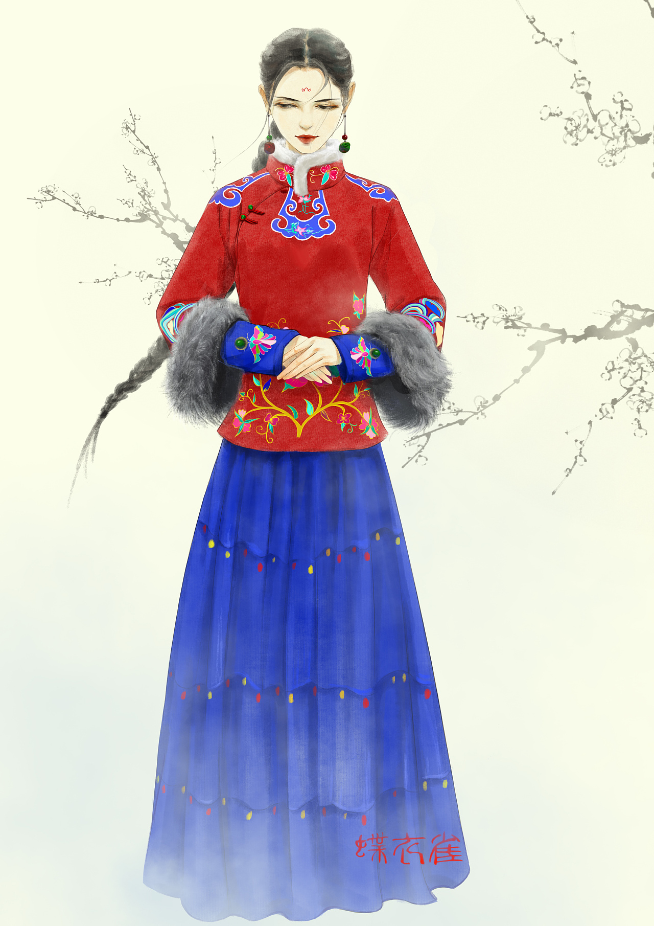 民族风插图练习|插画|创作习作|蝶衣雀 - 原创作品 - 站酷 (zcool)