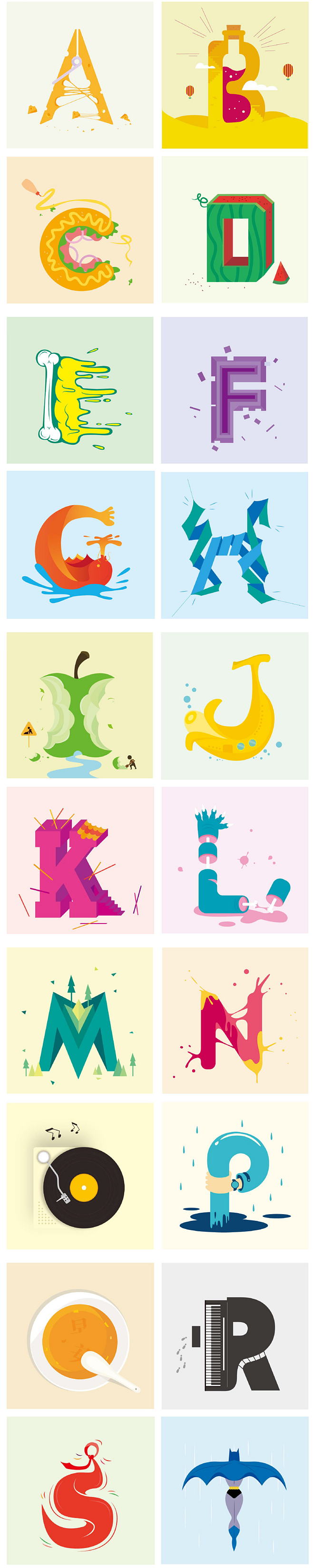 平面插画英文字体设计