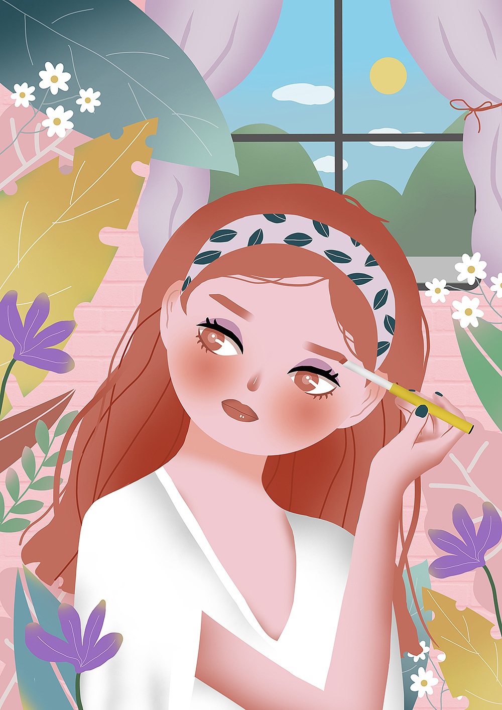 少女化妆日常|插画|商业插画|winey温妮 - 原创作品 - 站酷 (zcool)