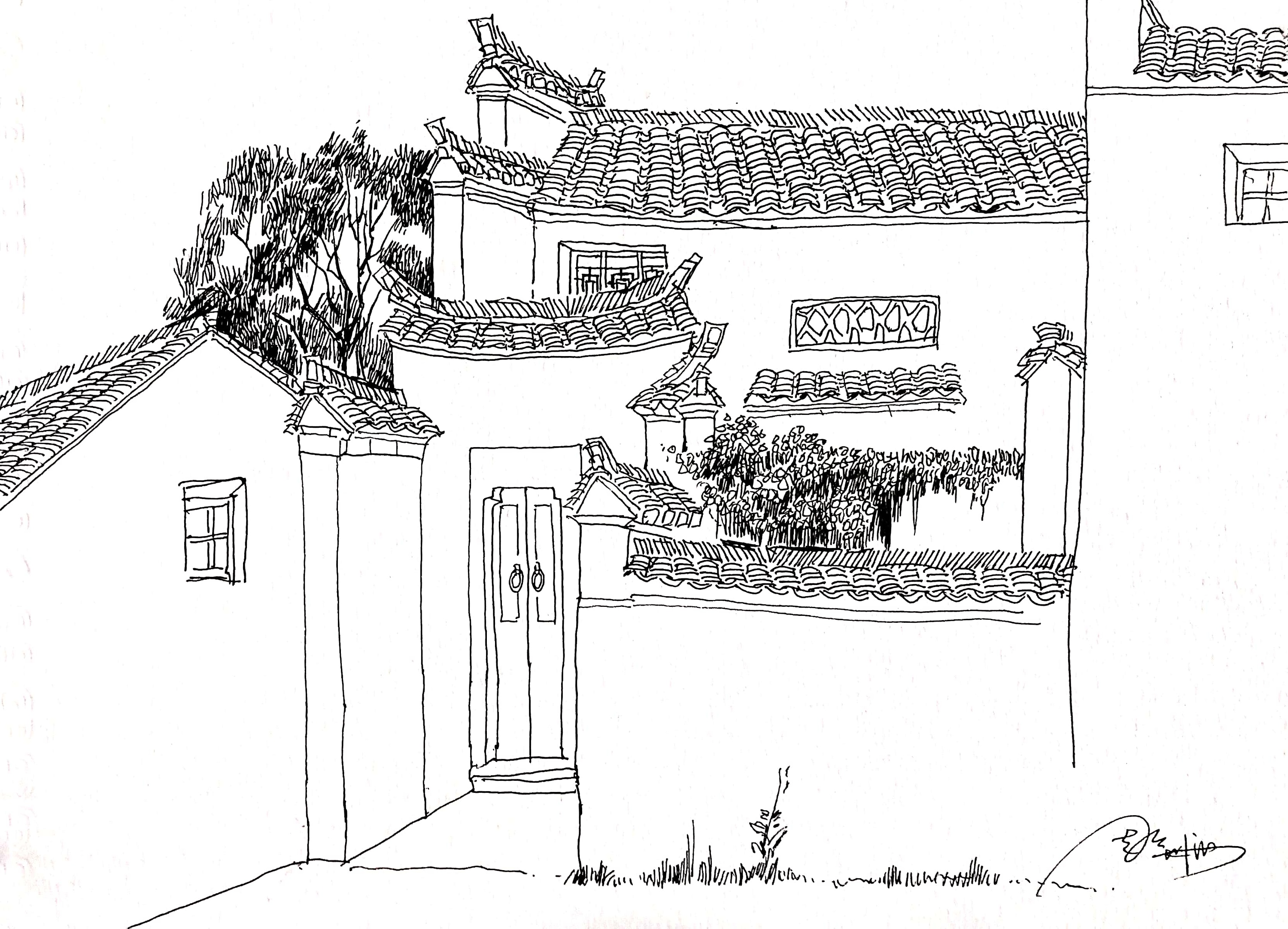 查济 风景写生钢笔画第二组