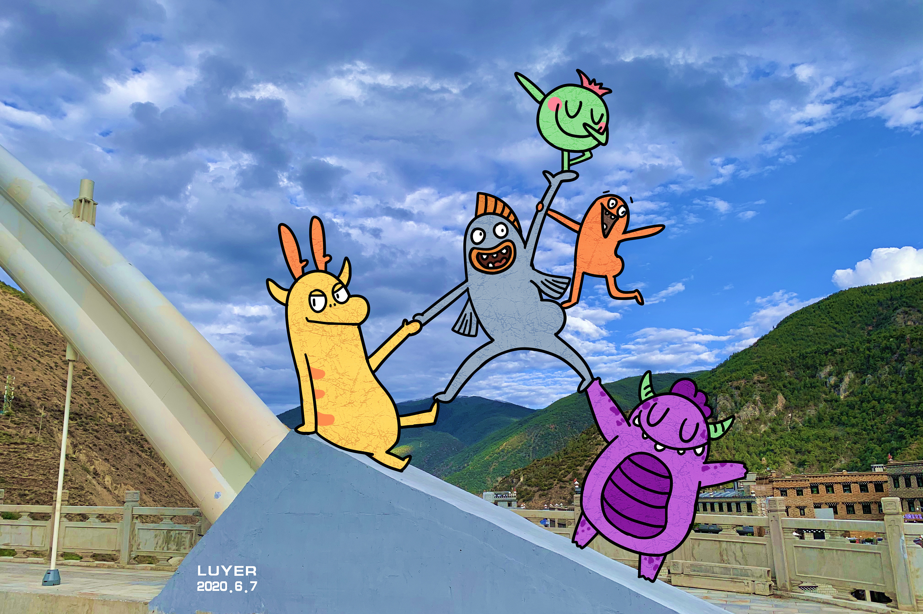 六月照片与插画结合