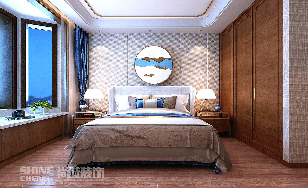 泰安西湖荣郡小区168m²新中式风格装修设计效果图