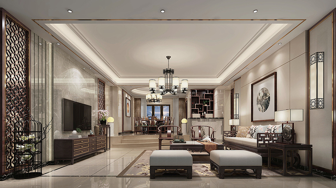 熙龙湾 新中式风格装修装饰，深圳南山装修公司（图ZMTc4NTIwNTYw） - 家装设计 - 站酷设计师誉巢装饰_红红原创素材 - 站酷ZCOOL