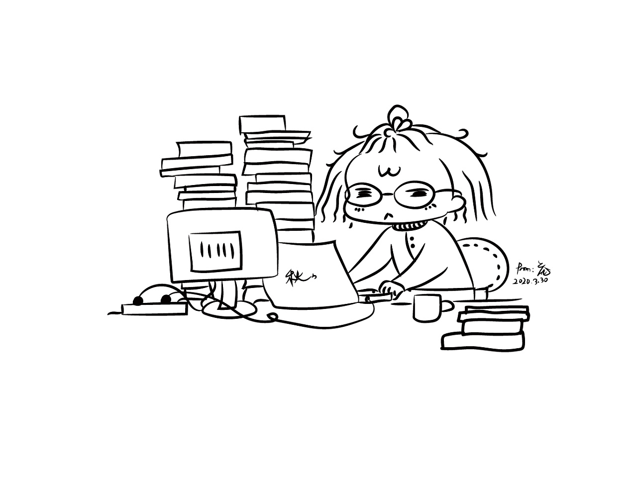 忙毕业设计创作的秋秋|插画|创作习作|mio兔子 - 原创作品 - 站酷