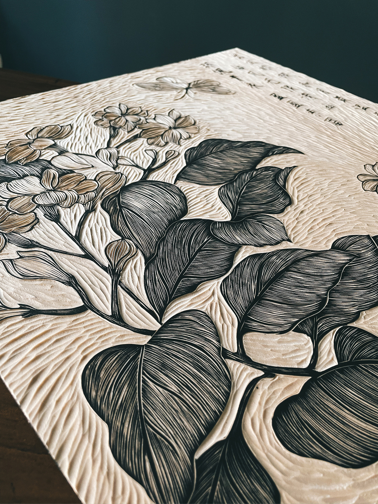 手工雕刻黑白木刻版画·茉莉花_wuhaiting-站酷zcool