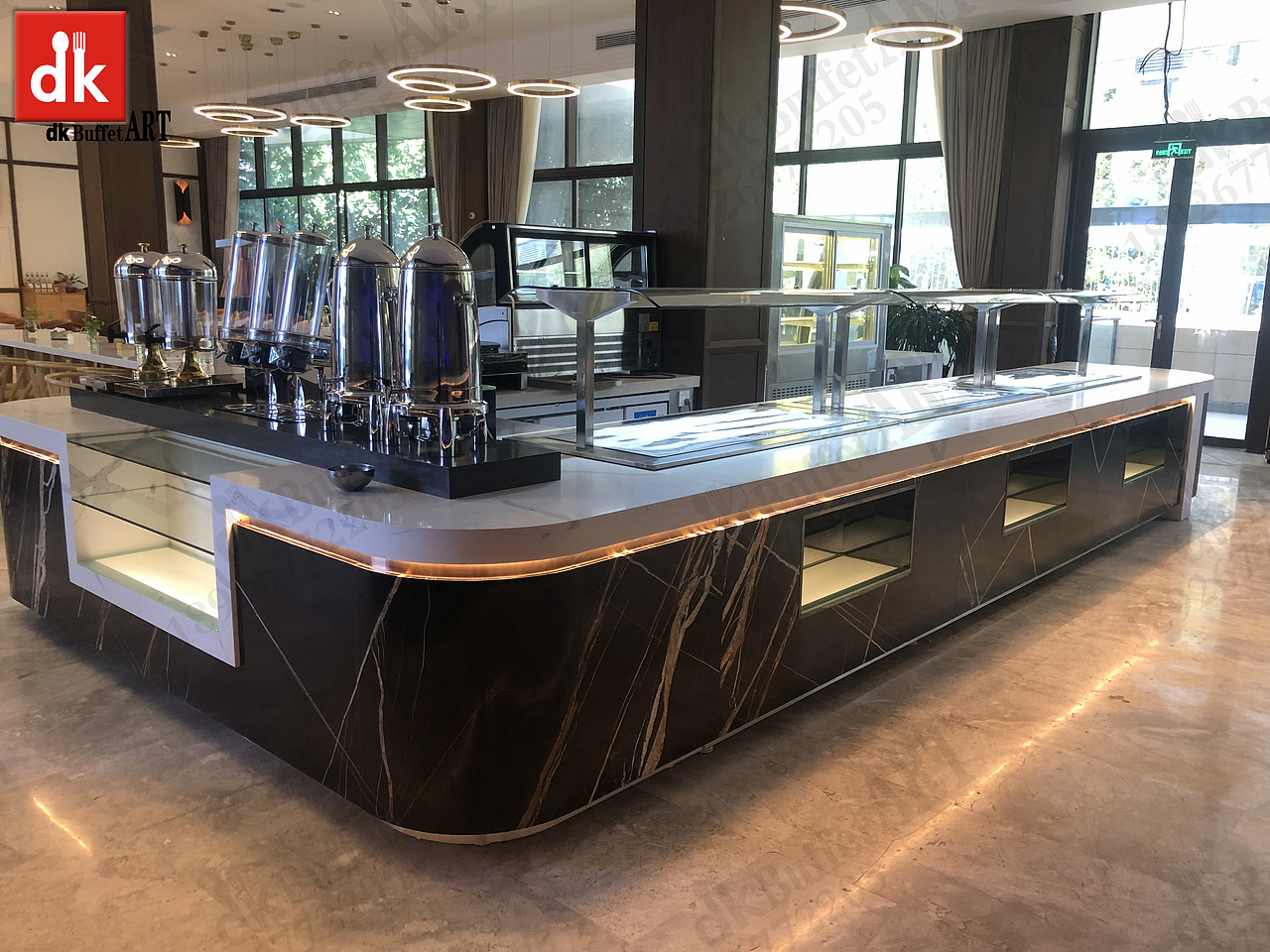 大气现代设计感高档酒店自助自助餐台 鱼肚白自助餐台