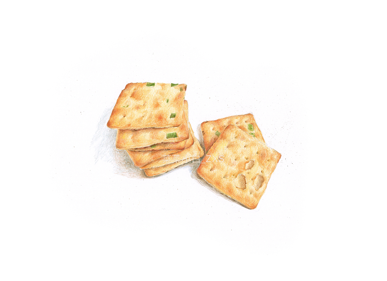 彩铅手绘—葱油饼干|纯艺术|绘画|菜菜小白zxs_原创作品-站酷(zcool)