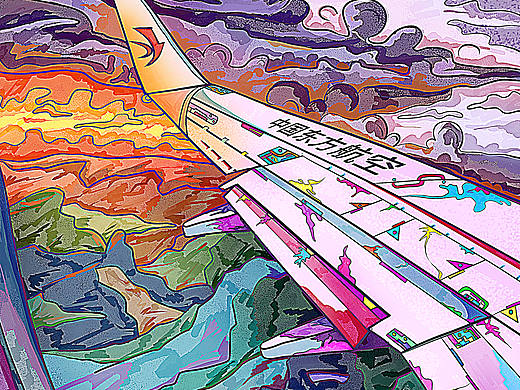 飞机/夕阳（个人主页-ZNTM4NjAxODg=） - 创作习作 - 站酷设计师蓝愫原创素材 - 站酷ZCOOL