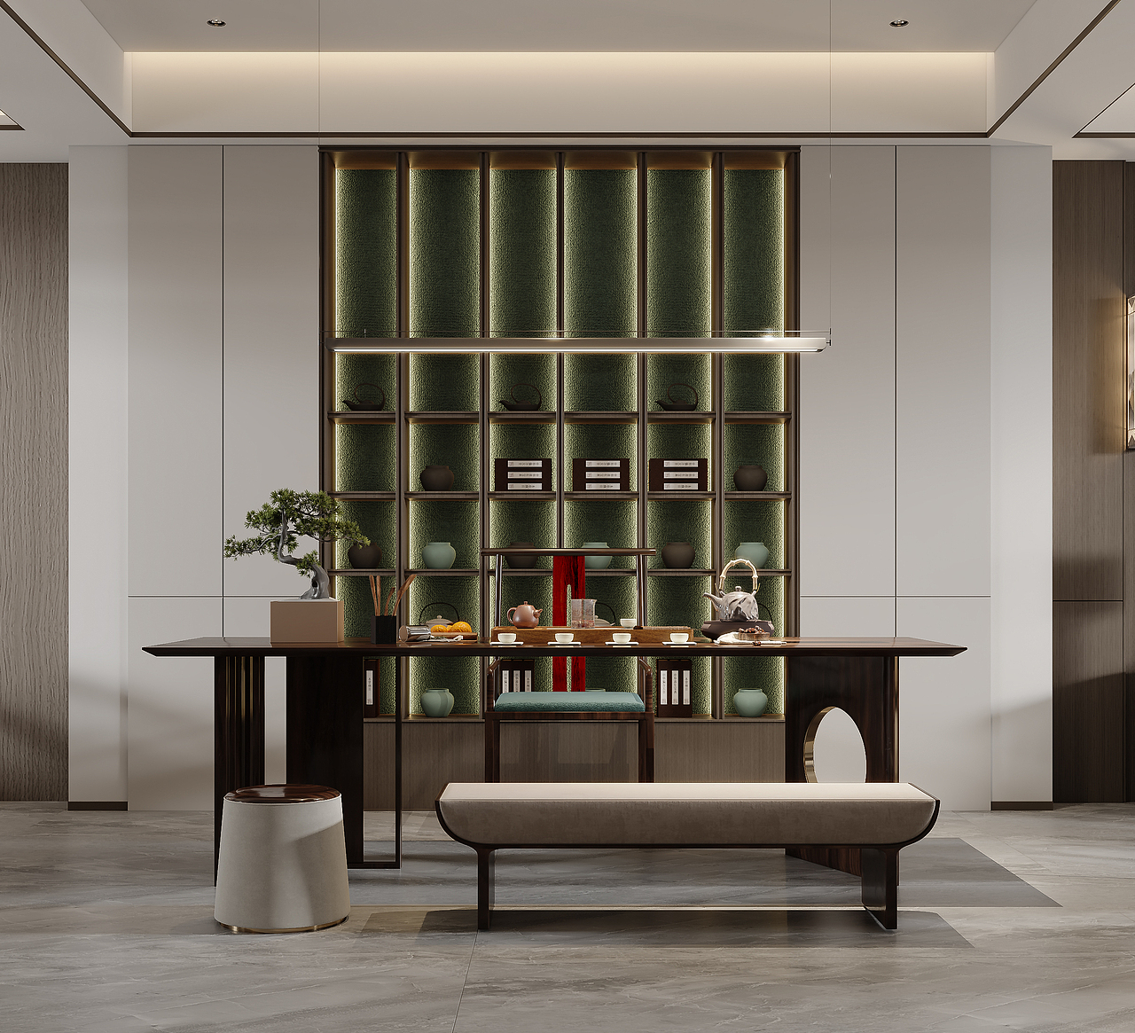 新中式客厅餐厅（图ZMzE3ODQ4OTE2） - 家装设计 - 站酷设计师韩熙媛原创素材 - 站酷ZCOOL