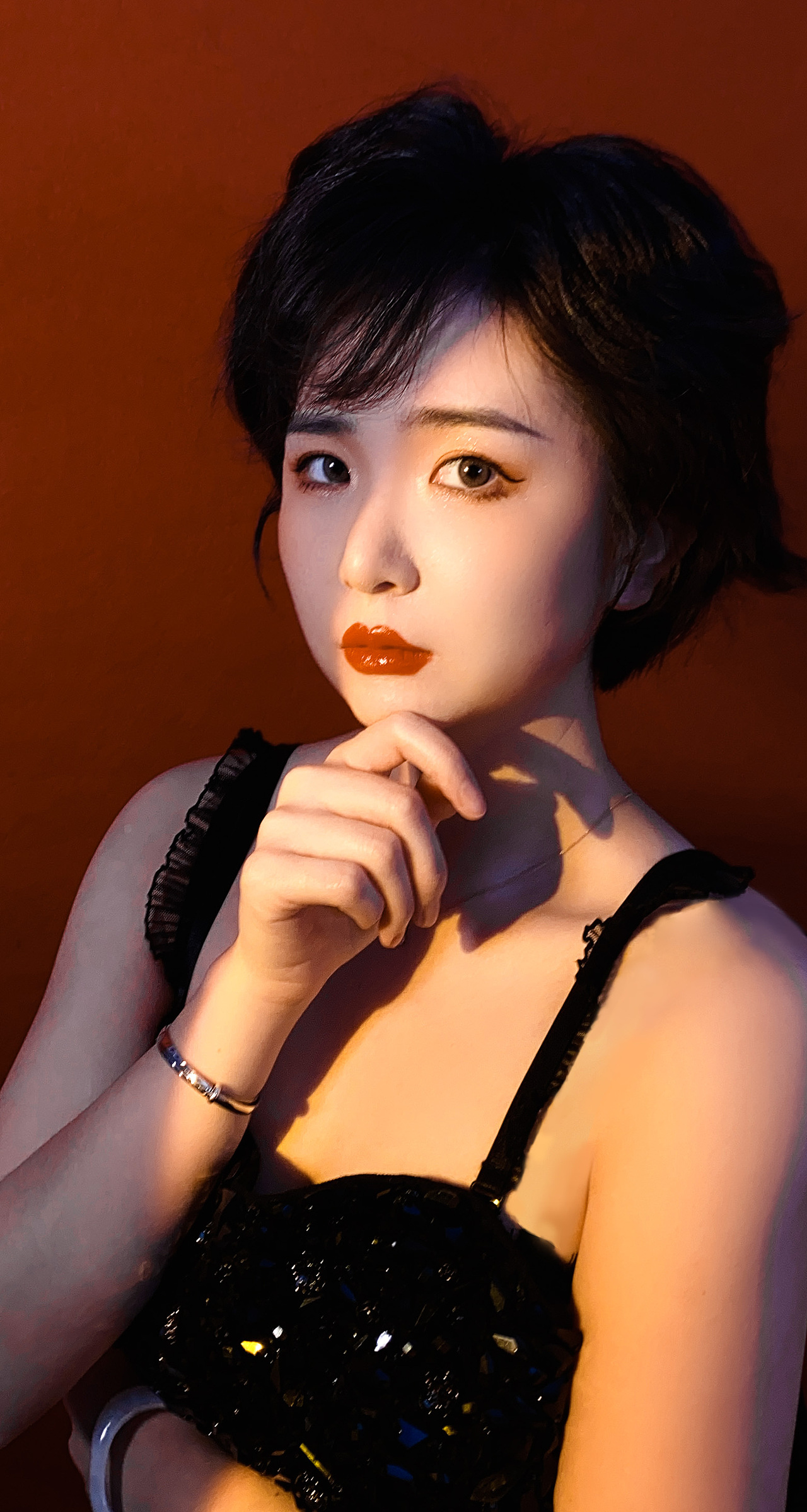 用落日灯拍照片