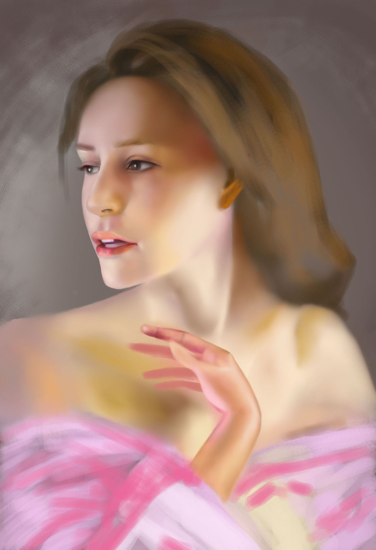 美女肖像板绘插画