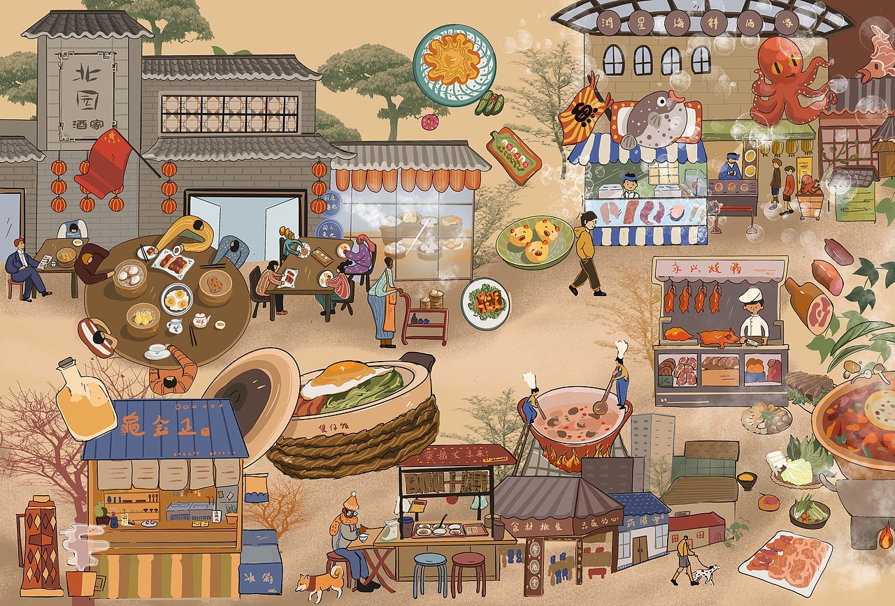 广州美食（图ZMjM5NjI1ODMy） - 商业插画 - 站酷设计师85号GAO原创素材 - 站酷ZCOOL