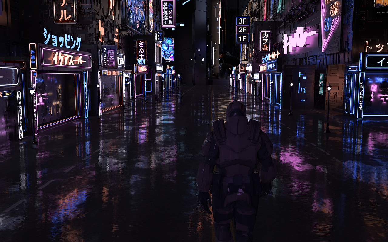 C4D丨赛博朋克/霓虹/场景动画