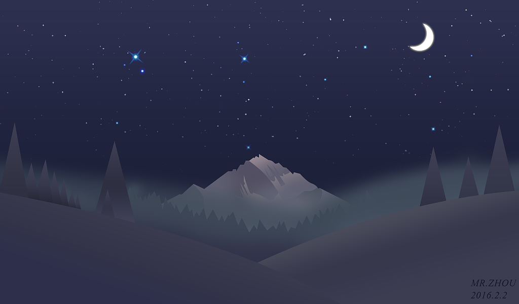 树林夜景画（图ZNDE0OTk4MjQ=） - 其他UI - 站酷设计师zhoujinxiong原创素材 - 站酷ZCOOL