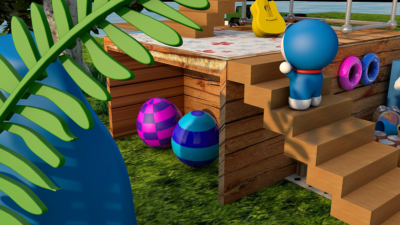 c4d野炊的机器猫|三维|场景|glimmering_原创作品-站酷zcool