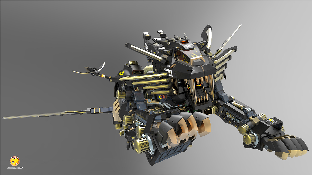 新的一年给超重剑长牙狮换个色外加机械核心建模小过程希望大家喜欢哈