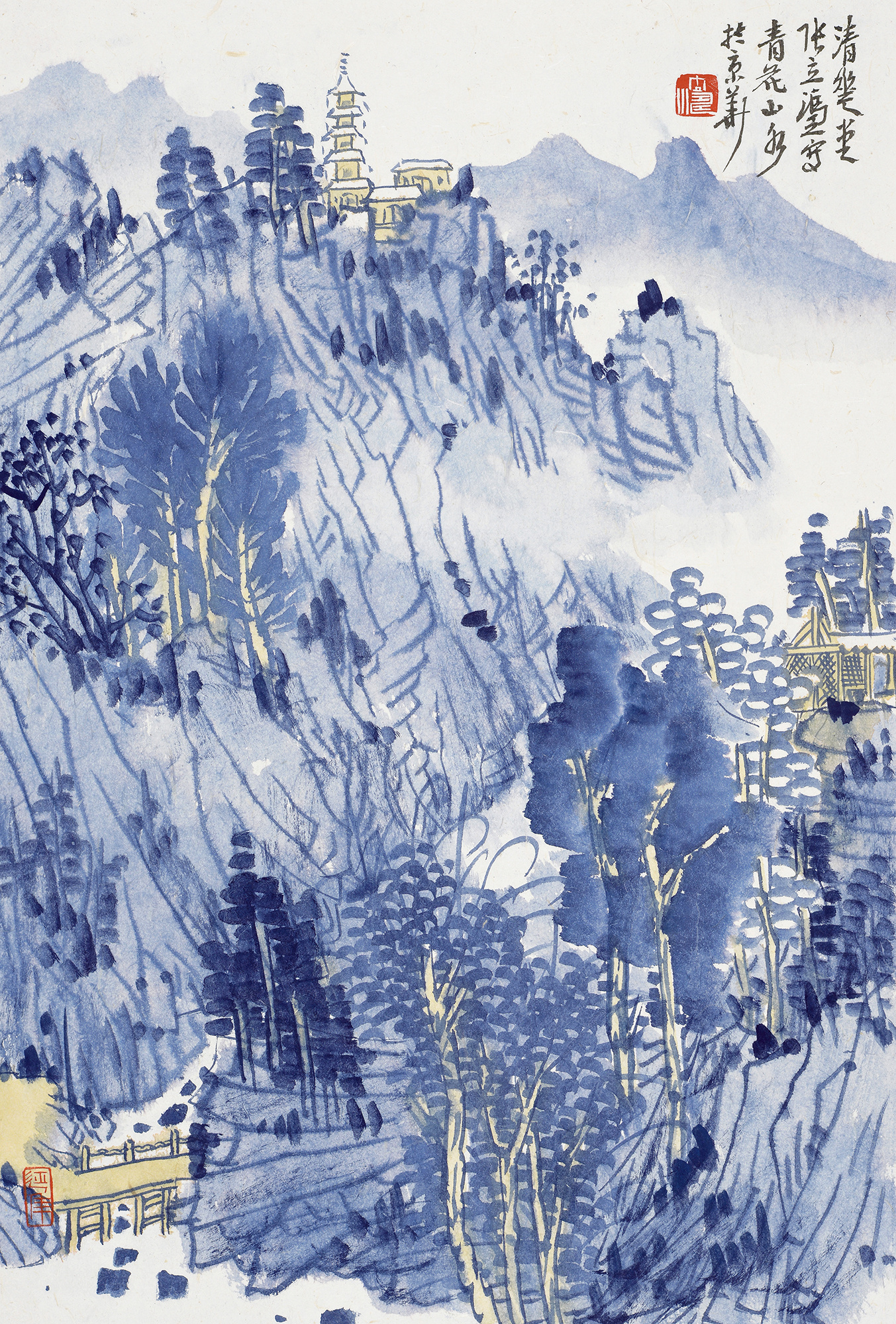 中国美术家协会会员张立涛青花山水画欣赏|纯艺术|绘画|书画经纪人