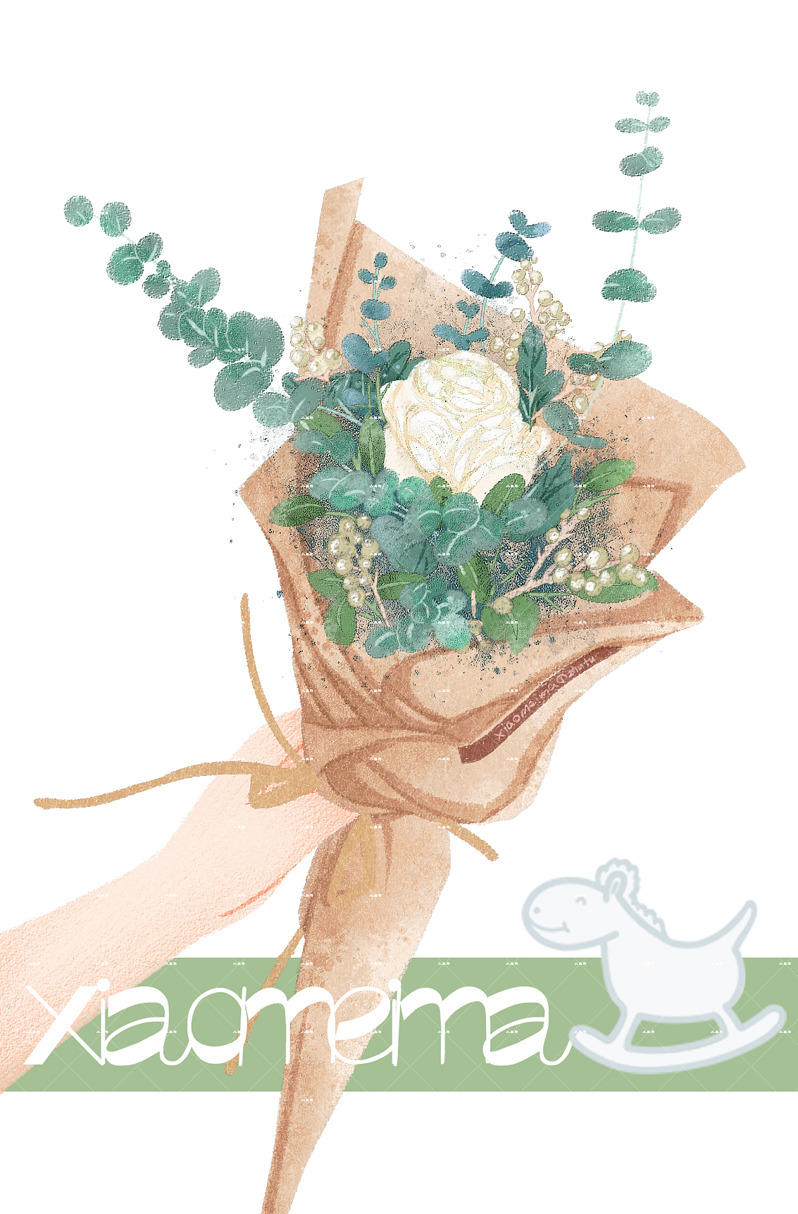 《这花，送给你！》第三弹——ins风花束（图ZMjIwMzE3NTUy） - 商业插画 - 站酷设计师小美马原创素材 - 站酷ZCOOL