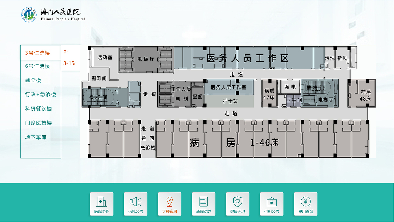 医院导视导引查询机一体机ui界面
