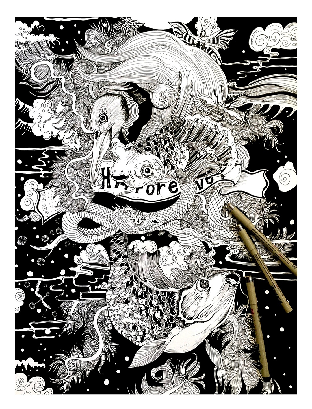 黑白装饰画（图ZMjcxMjM5NDk2） - 艺术插画 - 站酷设计师黑白插画设计师原创素材 - 站酷ZCOOL