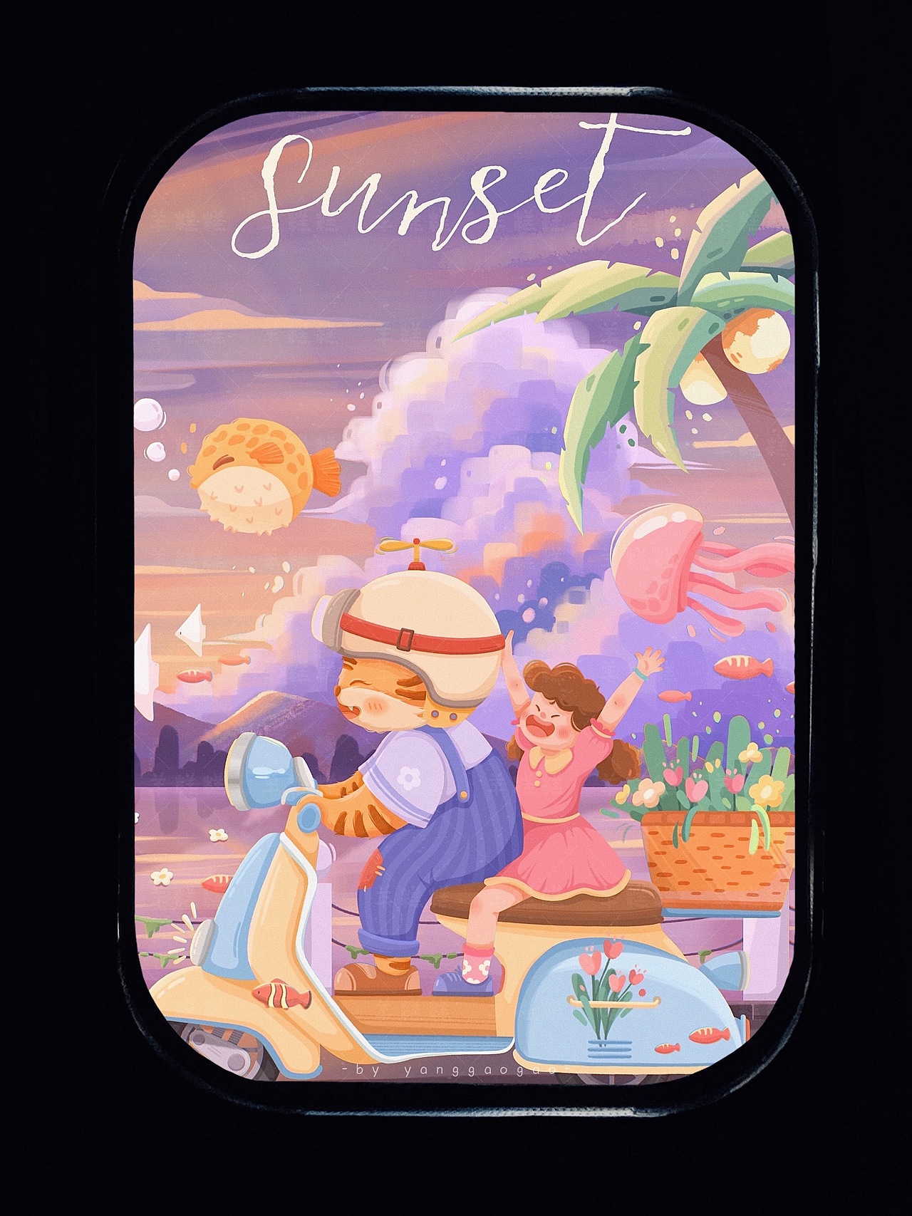 一起去兜风吧,迎着夕阳~