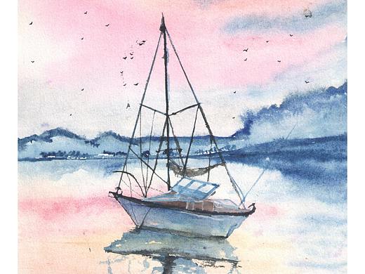 蓝紫色系列——水彩画（个人主页-ZNTg1MDU3MTI=） - 绘画 - 站酷设计师CXL陈小懒原创素材 - 站酷ZCOOL