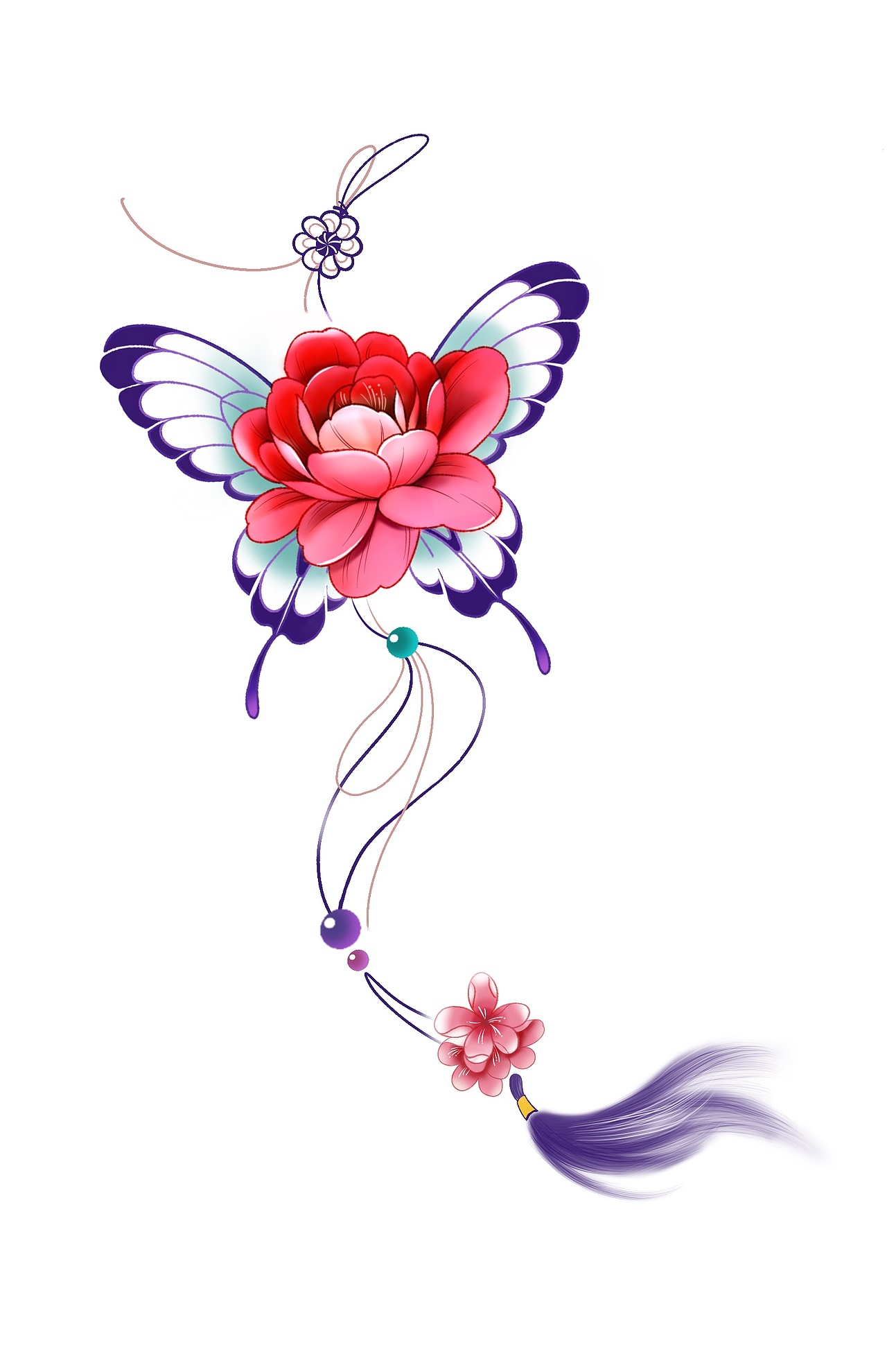 彩色蝴蝶中國(guó)結(jié)紋身圖設(shè)計(jì)（圖ZMjM3MjY2OTY0） - 其他手工藝 - 站酷設(shè)計(jì)師關(guān)中書(shū)原創(chuàng)素材 - 站酷ZCOOL