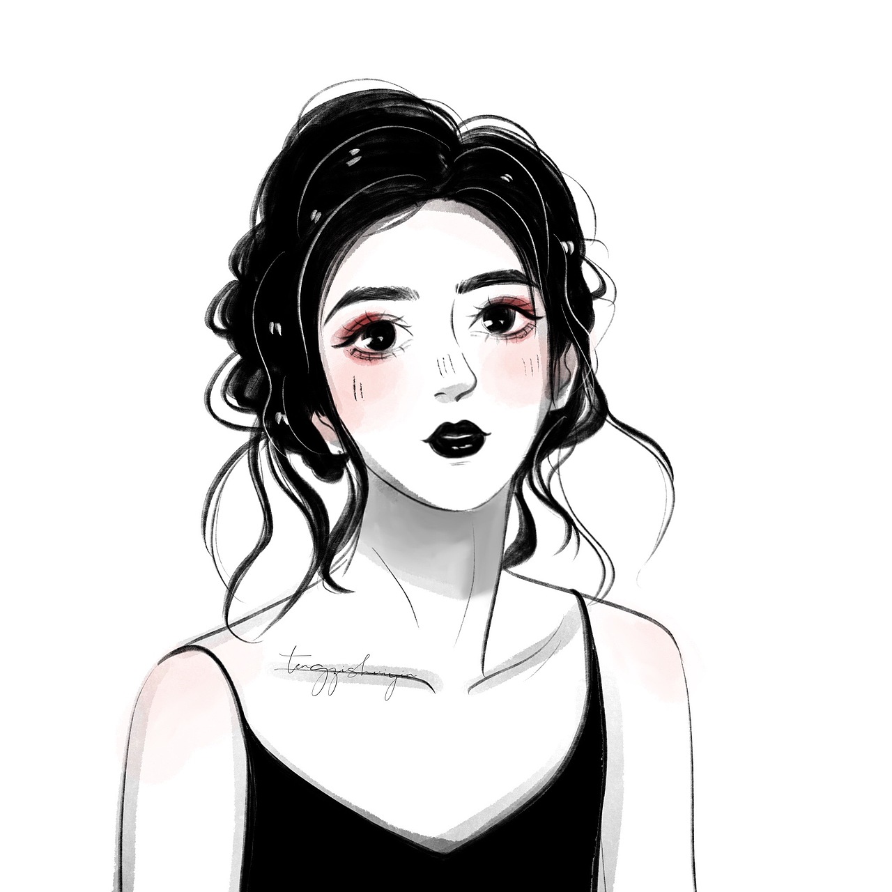 黑白手绘头像～|插画|创作习作|誊抄者_原创作品-站酷(zcool)