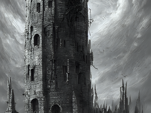 #站酷梦笔#白色巨塔，暗色的，非常详细的，艺术，哑光（个人主页-ZNjMyNTkxNzY=） - AI作品 - 站酷设计师白日梦想家x原创素材 - 站酷ZCOOL