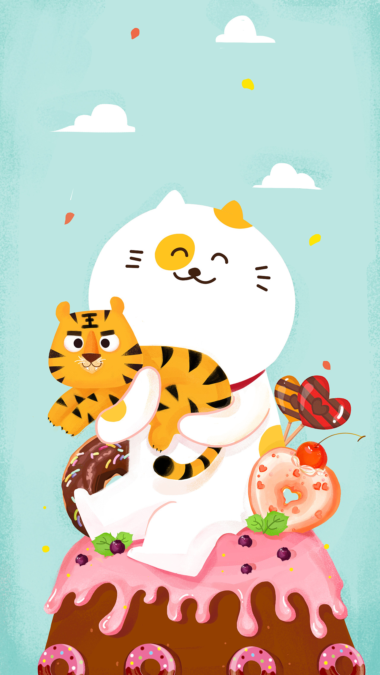 大丽丽画的丑猫多鱼的壁纸（图ZOTE0NjA3OTI=） - 商业插画 - 站酷设计师佐佐木莉佳原创素材 - 站酷ZCOOL