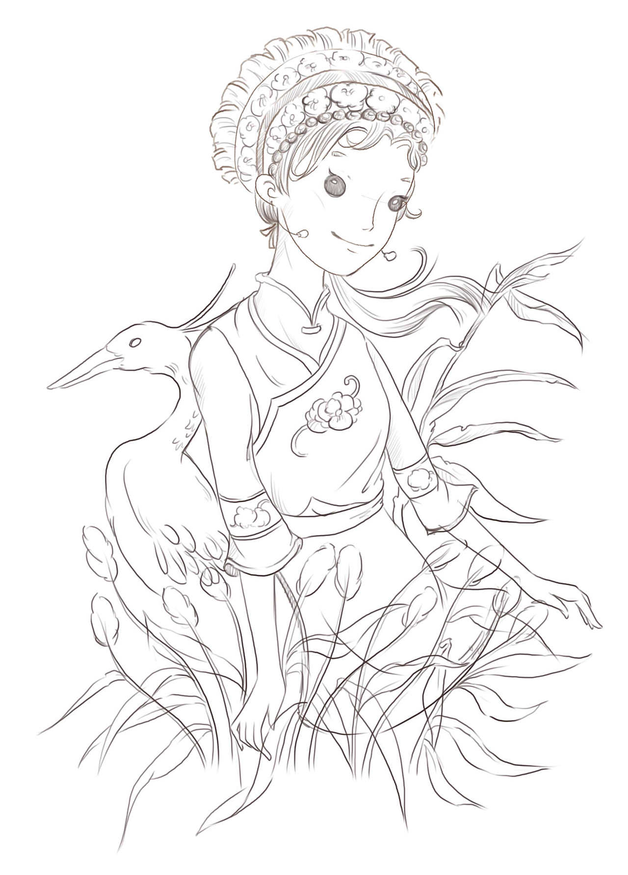 少数民族-白族线稿