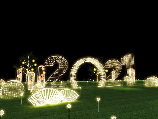 新中式公园亮化打卡点设计