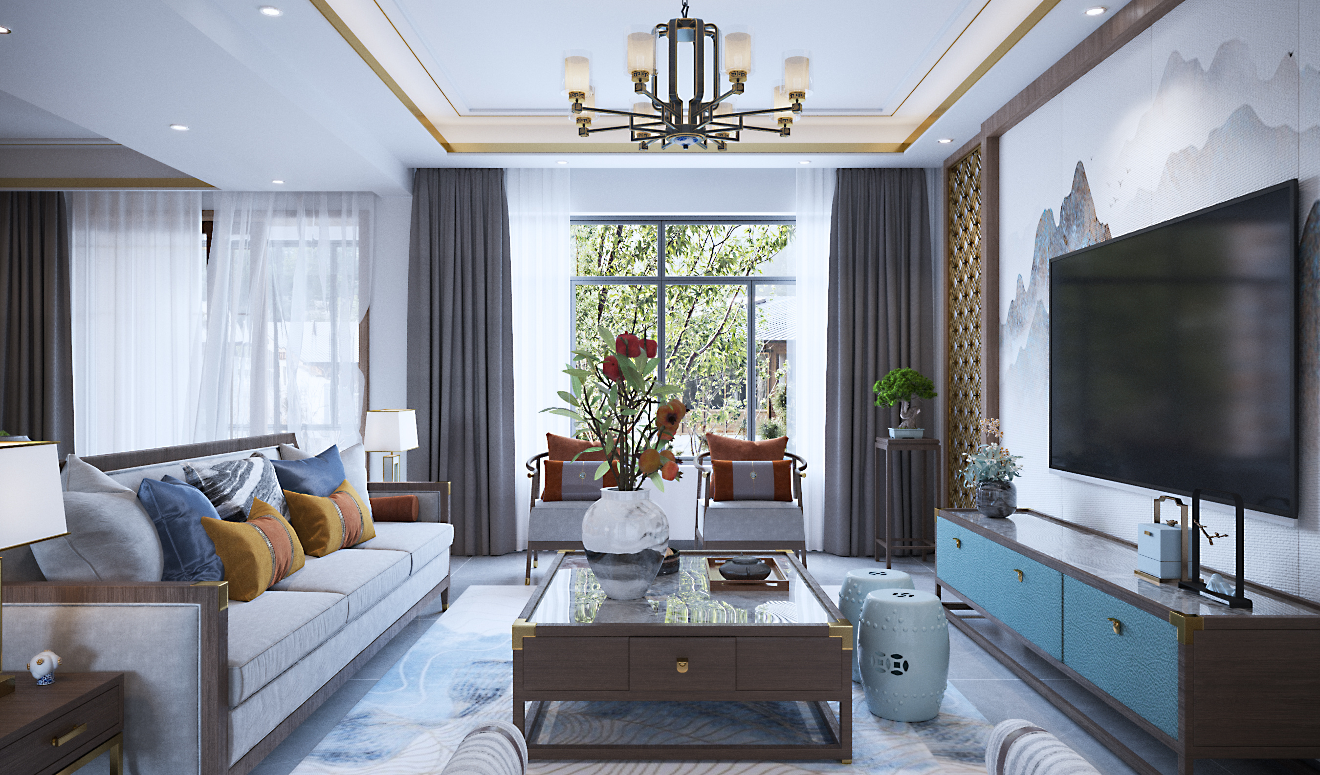 新中式效果图|空间|室内设计|是小豪哥啊 - 原创作品 - 站酷 (zcool)