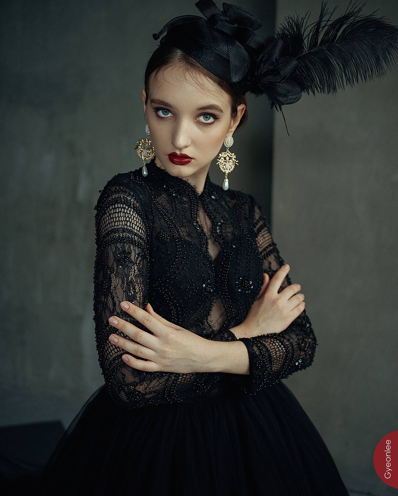 欧美复古黑色婚纱