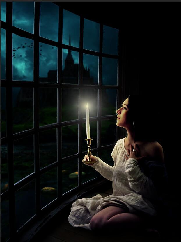 【教程临摹练习】深夜古堡手持蜡烛的少女