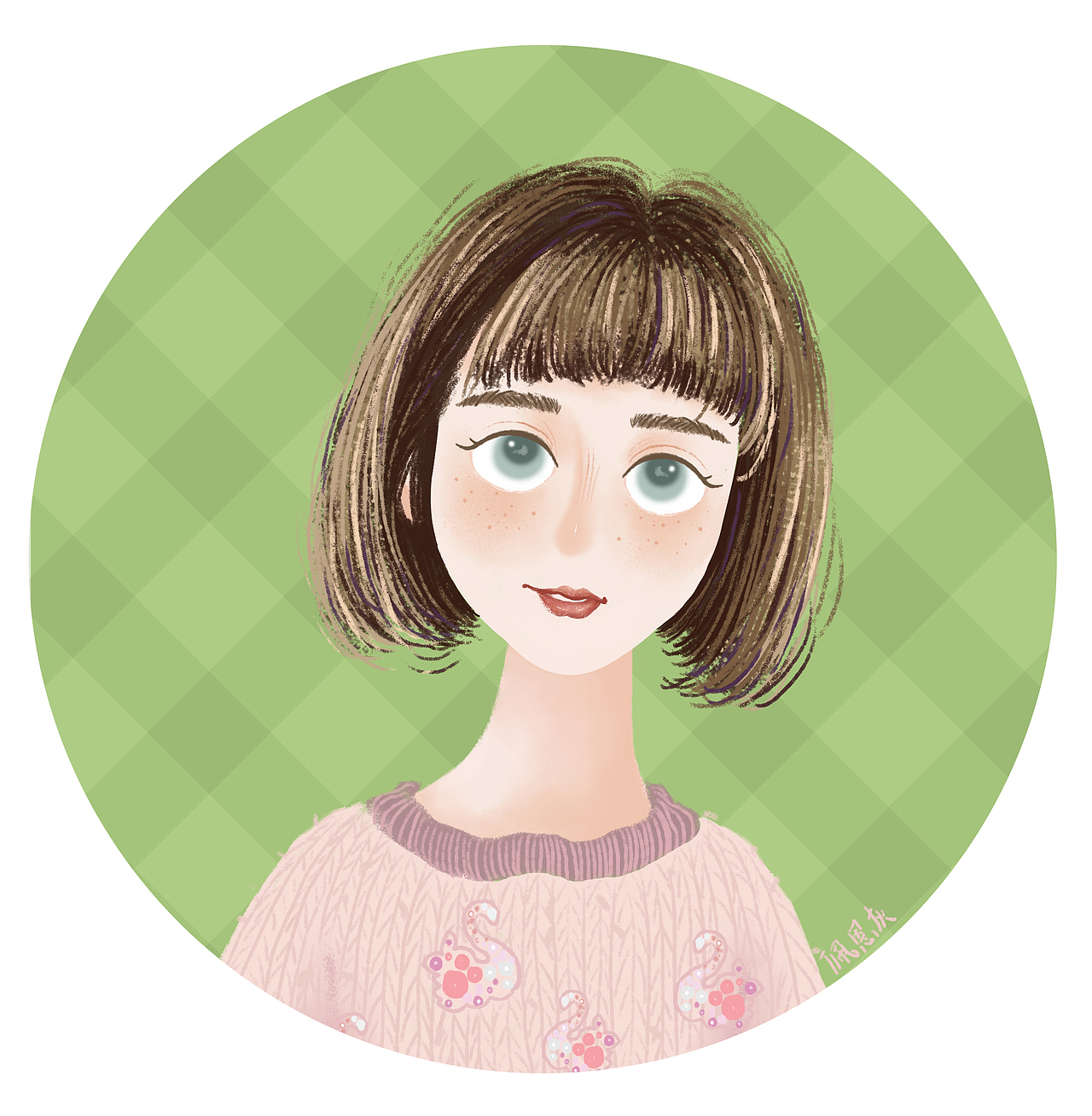 女生手绘插画头像