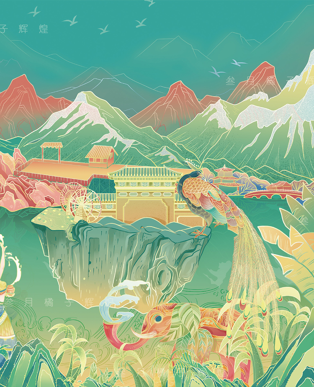 云南插画（图ZMjEyODY4NzI4） - 商业插画 - 站酷设计师陈皮话梅糖_原创素材 - 站酷ZCOOL