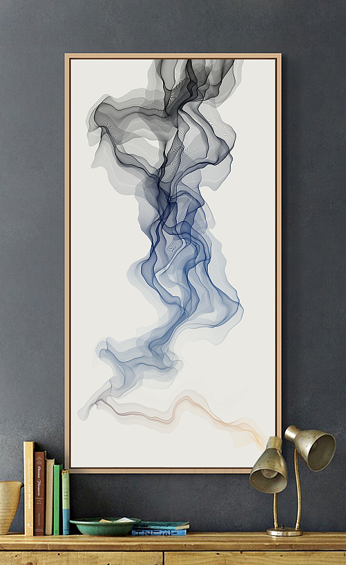 新中式抽象水墨画艺术线条玄关背景墙装饰画