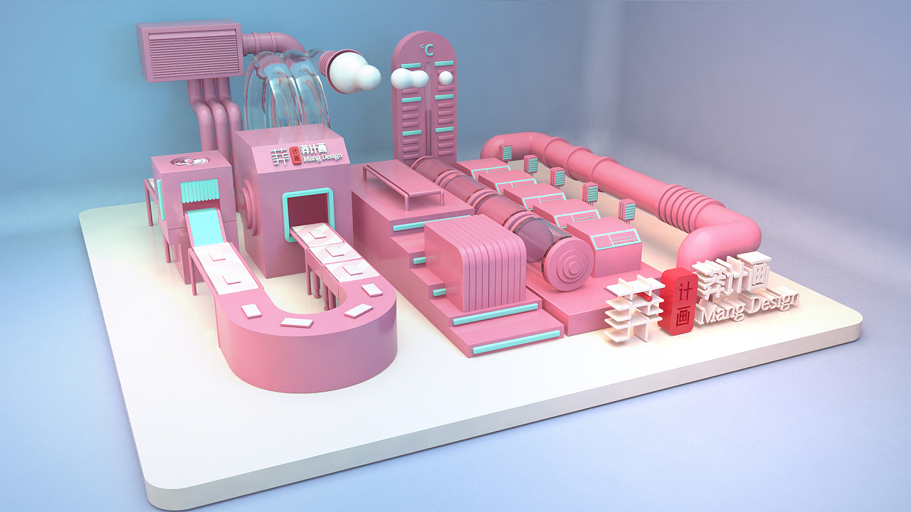 【c4d场景】临摹作品:手机车间流水线