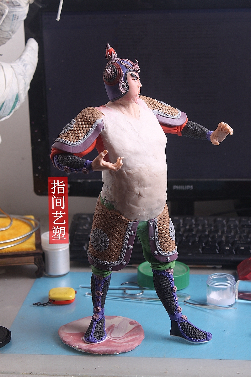 贺加贵面塑软陶(韦陀菩萨 )