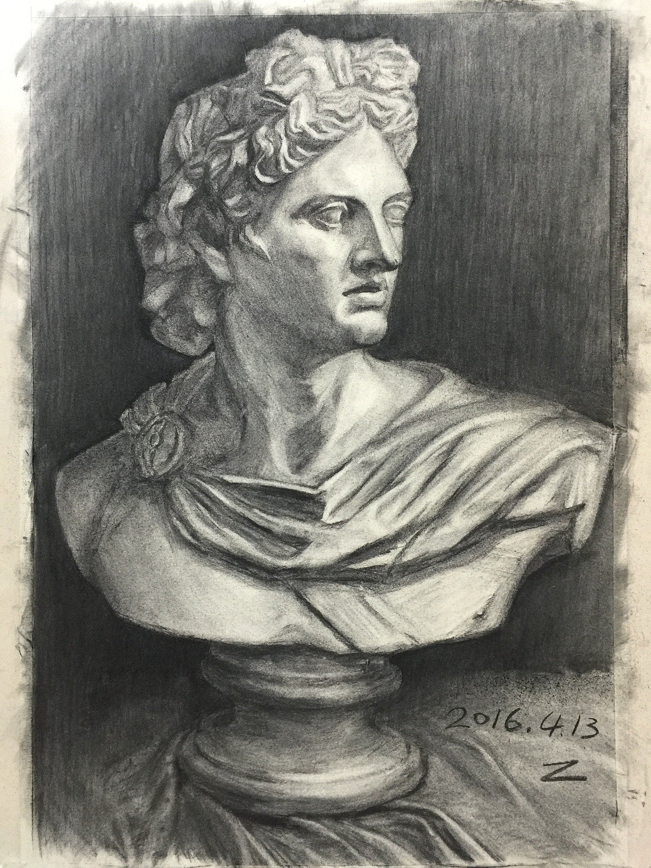 石膏头像素描4k