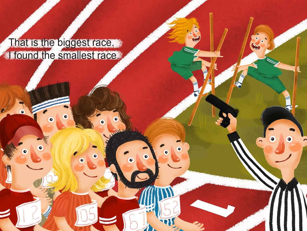 插画英文绘本trackandfieldday田径运动会啦