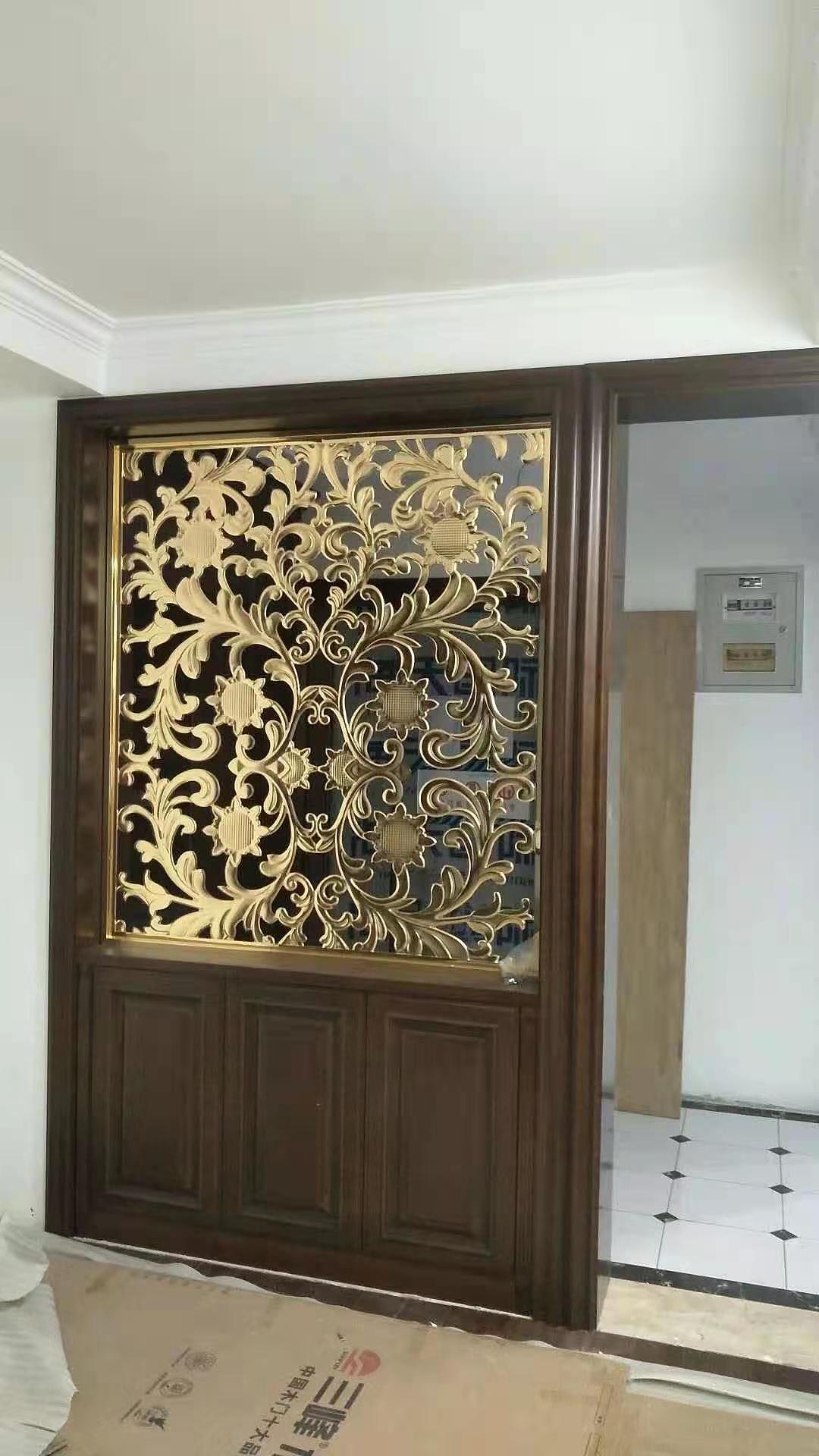 经典艺术中式纯铜雕刻镂空屏风隔断