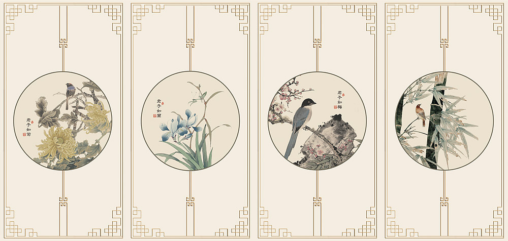 2022花鸟（图ZMjc2NzAzODUy） - 商业插画 - 站酷设计师新中式纱画图库原创素材 - 站酷ZCOOL