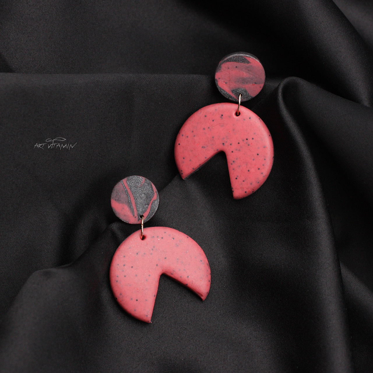 软陶耳环——明月