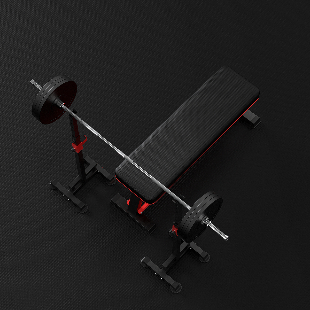 杠铃哑铃凳 三维建模渲染详情制作