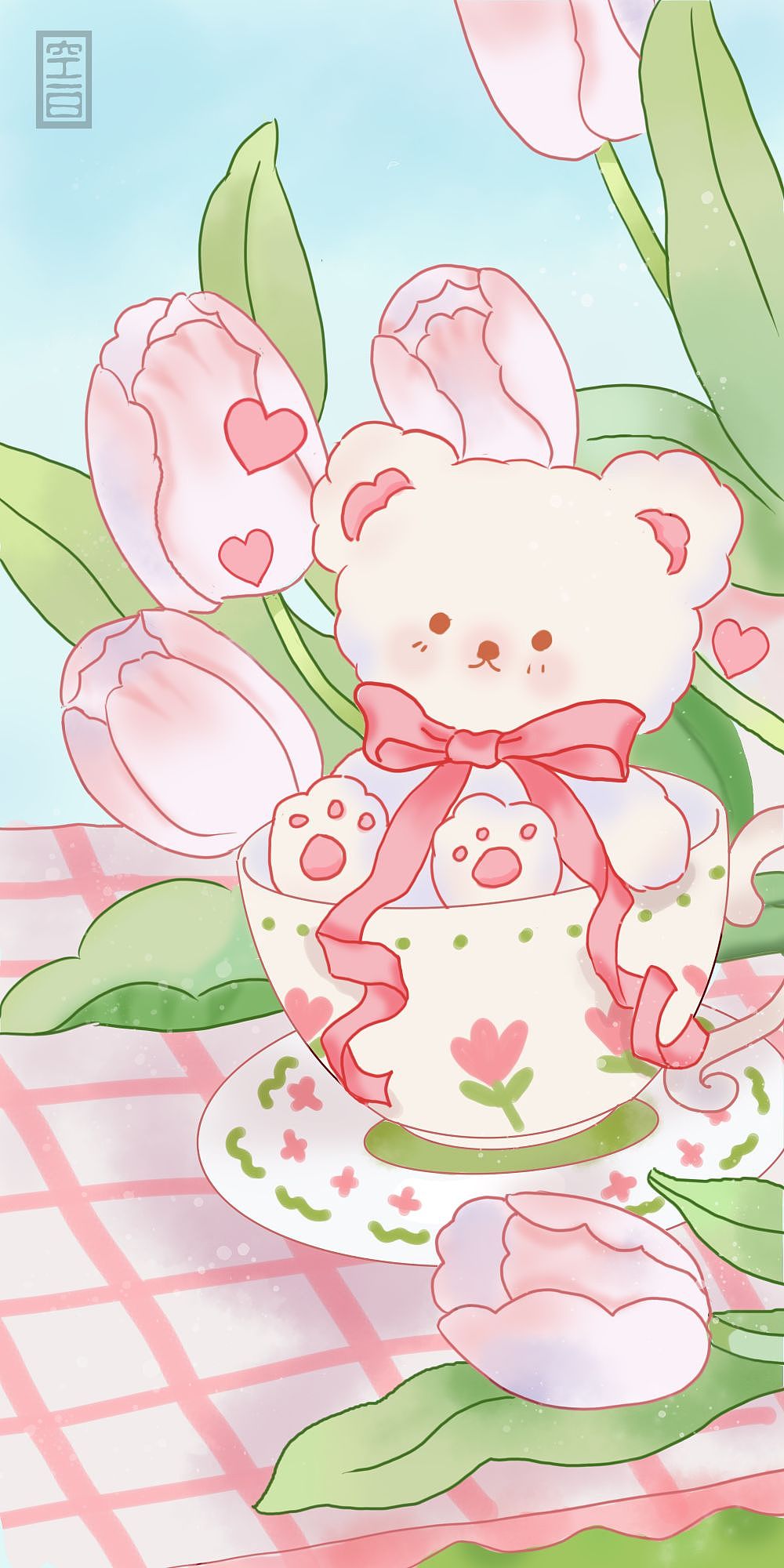 板绘临摹—郁金香小熊