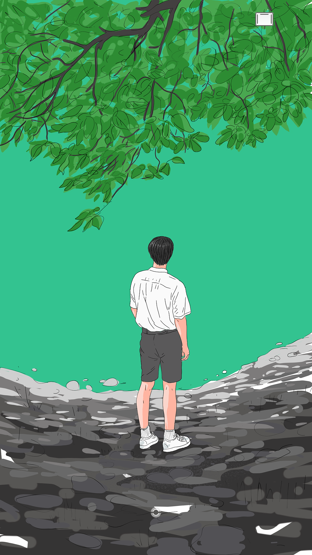 手机指绘人物插画·春水