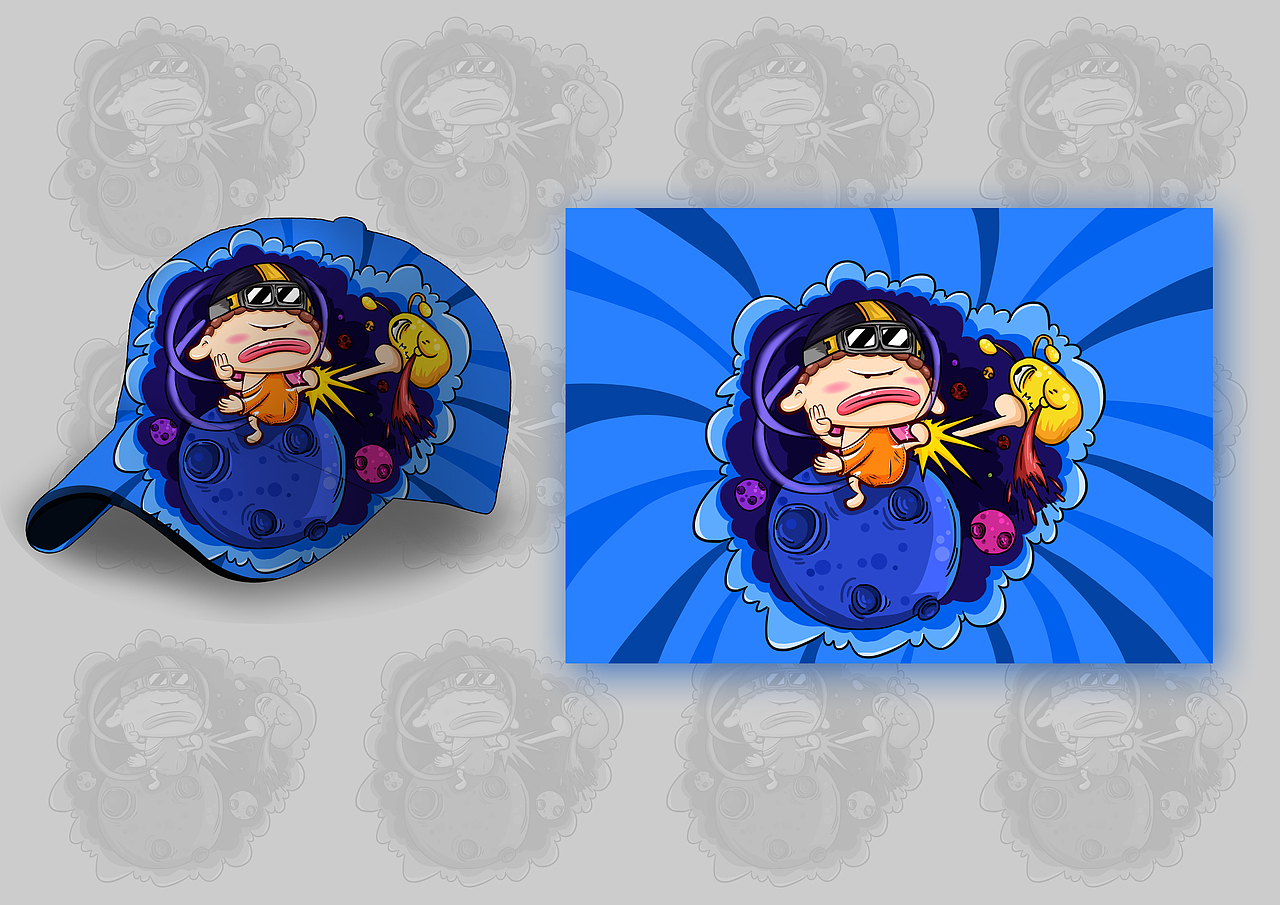 IP形象延展，潮流插画风格的帽子（图ZOTY5NjQ1ODQ=） - 新锐潮流插画 - 站酷设计师设计饭儿原创素材 - 站酷ZCOOL