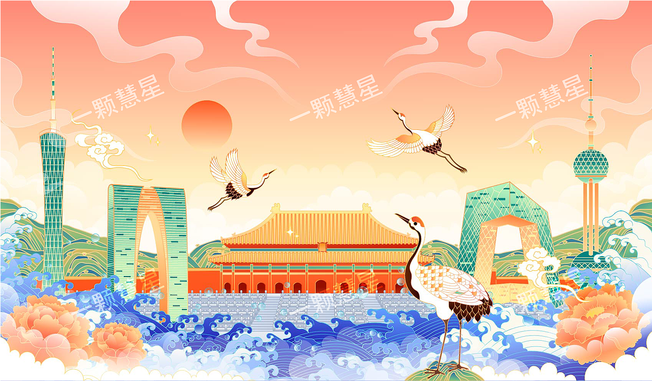 国风园林山水（图ZMjU2NTE0NTM2） - 商业插画 - 站酷设计师晚风在画画原创素材 - 站酷ZCOOL